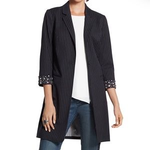 Chico's Black Label Pinstripe Stone Cuffed Jacket